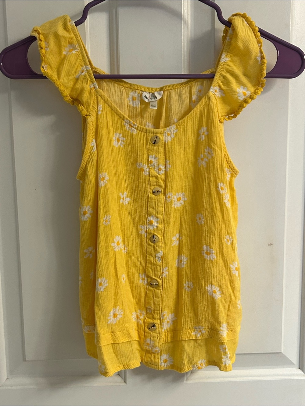 Girls Self Esteem Yellow Daisy-Print Faux Button-Front Camisole